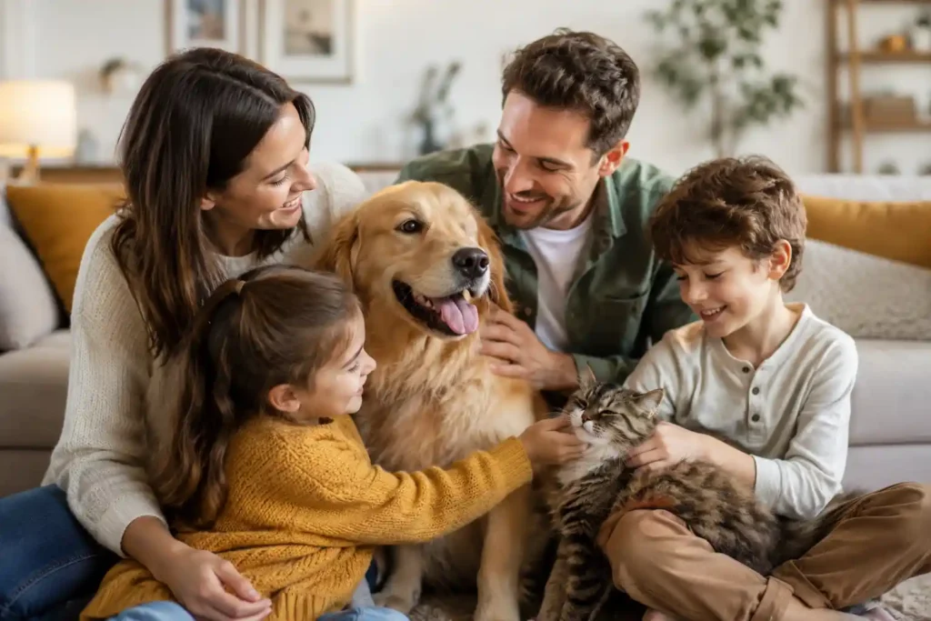 familia compartiendo despues de cirugia veterinaria en animalia